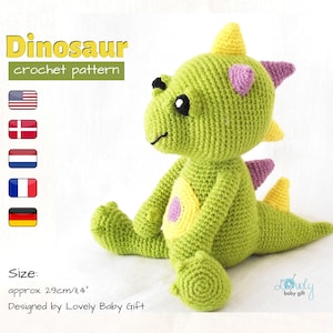 Amigurumi Crochet Pattern for a Dinosaur Plush Toy - Stuffed Animal Tutorial in PDF