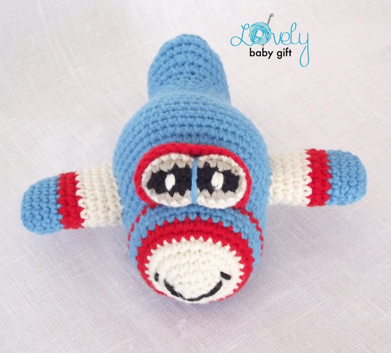 Amigurumi mini toy pattern crochet airplane pattern baby nursery toy, crochet handmade gifts for boys, plush crochet plane amigurumi, CP-122 image 5