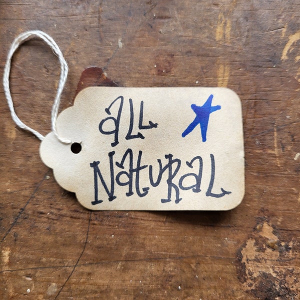 Gift tag All Natural Primitive Rustic Hang tag Word Art Craft supply set of 25 pre-strung