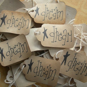 Rustic Dream Hang Tags, Folk Art Barn Star, Set of 25