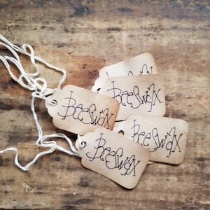 Primitive Beeswax Hang Tag Set, Grungy Aged Rustic Gift Tags (Set of 25)