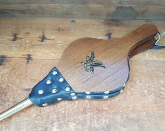 Vintage Americana Eagle emblem Fireplace Firepit Wood Bellows Brass tip Nathan Hale Original Box