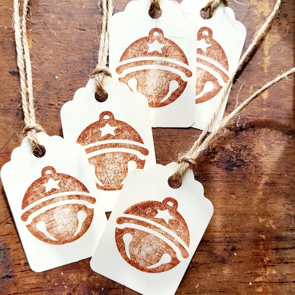 Rusty Bell Primitive Hang tag set of 25 Pre-strung Craft Supply Gift tags
