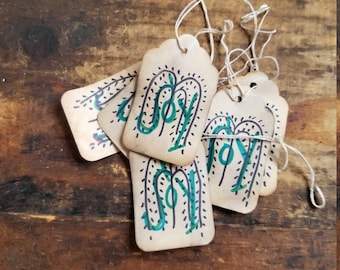 Rustic Hang Tag Willow Tree Joy Gift tag Craft supply set of 25 pre-strung