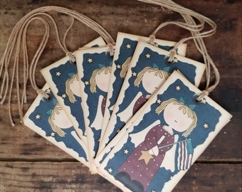 Americana Hang tag 4th of July Gift tag Country Patriot set of 12 tags pre strung Craft supply