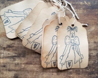 Primitive Rag Doll Gift tag Rustic Hang tags set of 25 pre strung Craft Supply