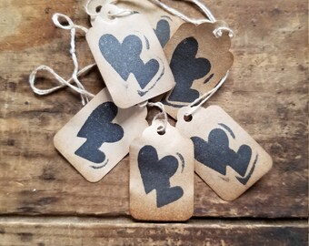 Rustic Cabin Love Double Hearts Hang tag Primitive gift tags set of 25 pre strung Craft supply