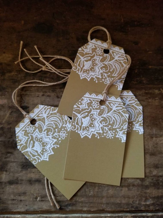 Rustic Elegance Hang Tag White Lace Print Gift Tags DIY Craft - Etsy