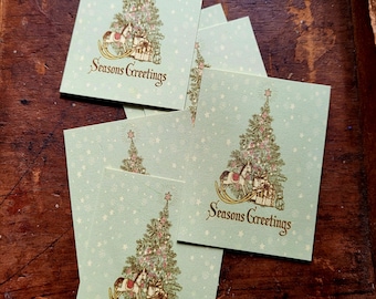 Victorian Inspired Seasons Greetings Christmas tag Craft Supply Set of 25 Gift Tag