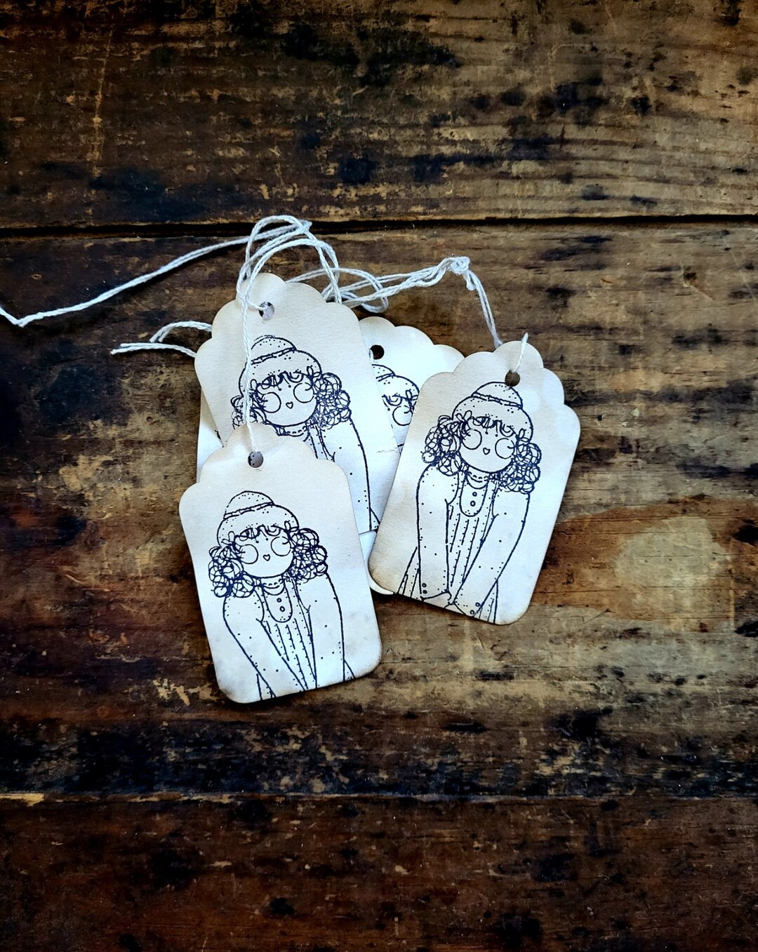Primitive Hang Tag Set Rustic Country Girl Farmhouse Gift Tags, Vintage ...