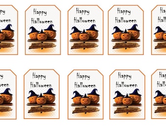 Creepy Halloween Trick or Treat Tags Printable Spooky Gift Tags Haunted Favor Labels Digital Download Set of 10