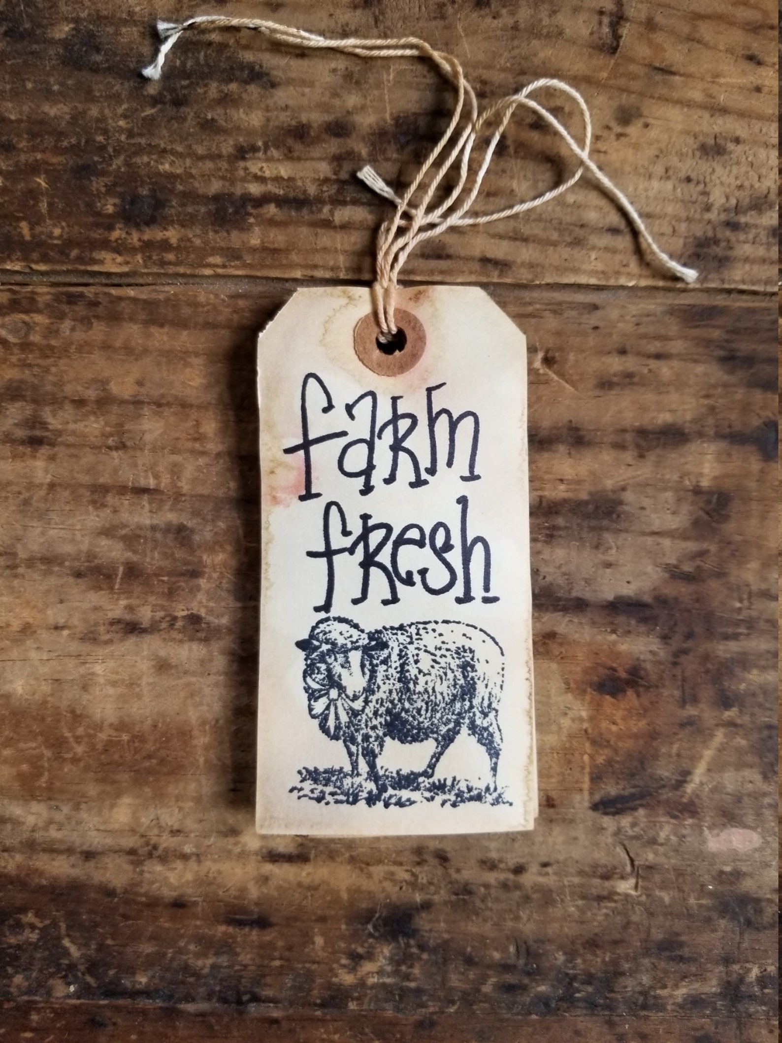 Farmhouse Hang Tag Farm Fresh Prim Sheep Rustic Gift Tag Craft Supply