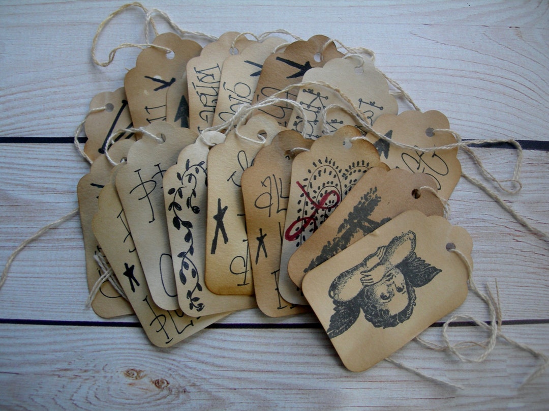 Primitive Farmhouse Gift Tags, Hand-aged Rustic Word Art (set of 25) - Etsy