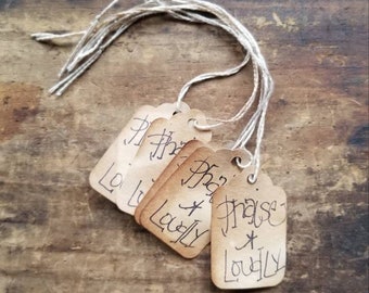 Praise Loudly Primitive Hang tags Rustic Gift tags Craft Supply set of 25 tags pre strung