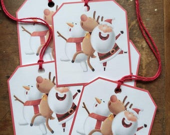 Singing Santa, Reindeer, Snowman Christmas Gift Tags, Set of 18