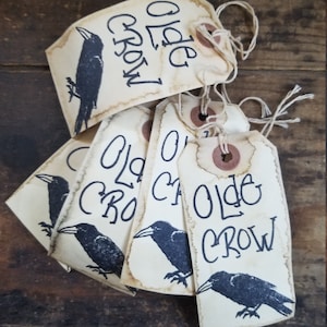 Primitive Hang Tags Set Olde Crow Grungy Aged Gift Tags for Crafts Rustic Packaging Farmhouse Decor Country Style Ephemera