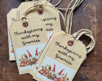 Thanksgiving Gnome Hang Tag Set, Rustic Fall Decor