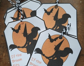 Spooky Halloween Witch Hang Tags, Trick or Treat Favors (Set of 18)