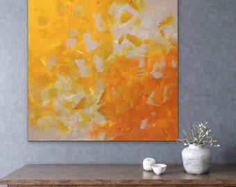 Yellow Abstract Painting- Modern Artwork - Modern Contemporary Handmade Original Abstract Artwork on Canvas for your wall - Textured Art