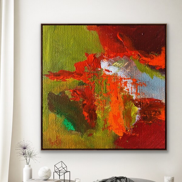 Red Green Abstract Painting Etsy