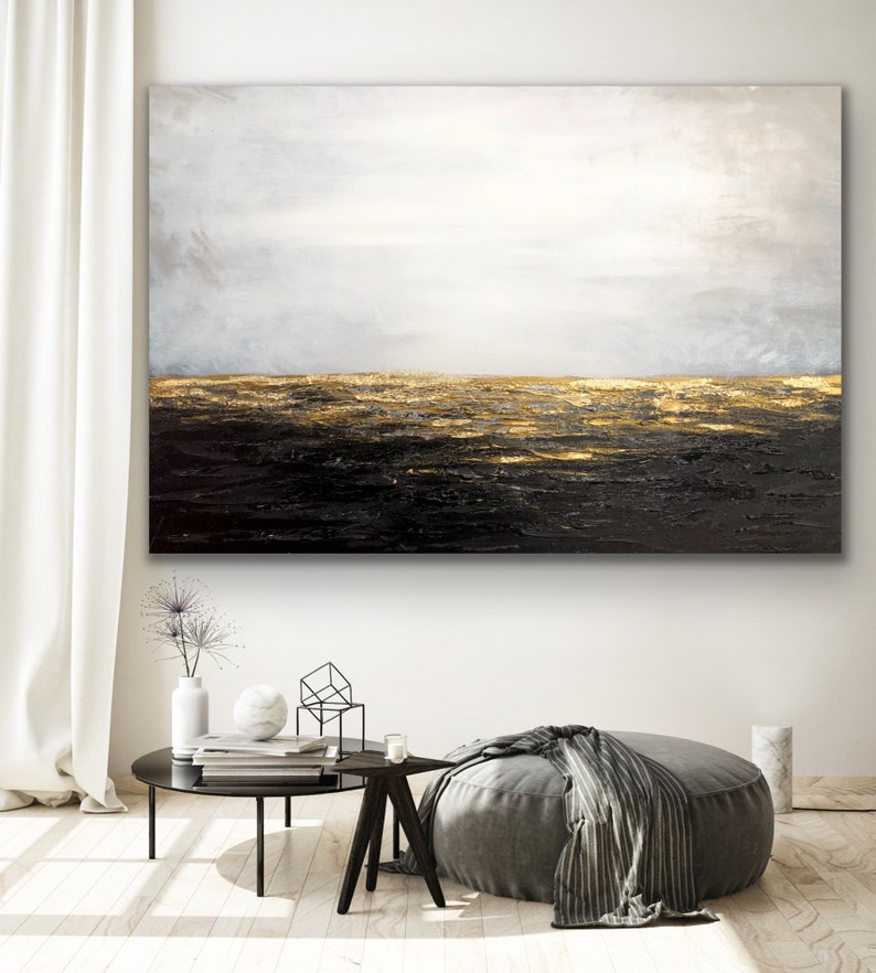 ORIGINAL Gold Coastal Abstract Painting 96 Modern Art Etsy