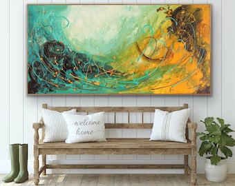 Original Colorful Painting Yellow Green Painting Abstract Paintings On Canvas Large Abstract Oil Painting Original Abstract Wall Art Gift