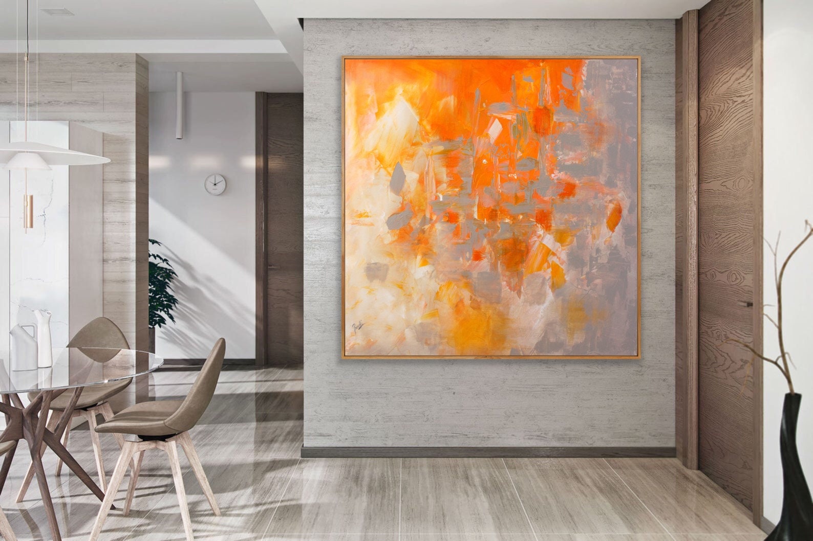 Original Large Acrylic Canvas Wall Art Orange Modern Painting Wall Art