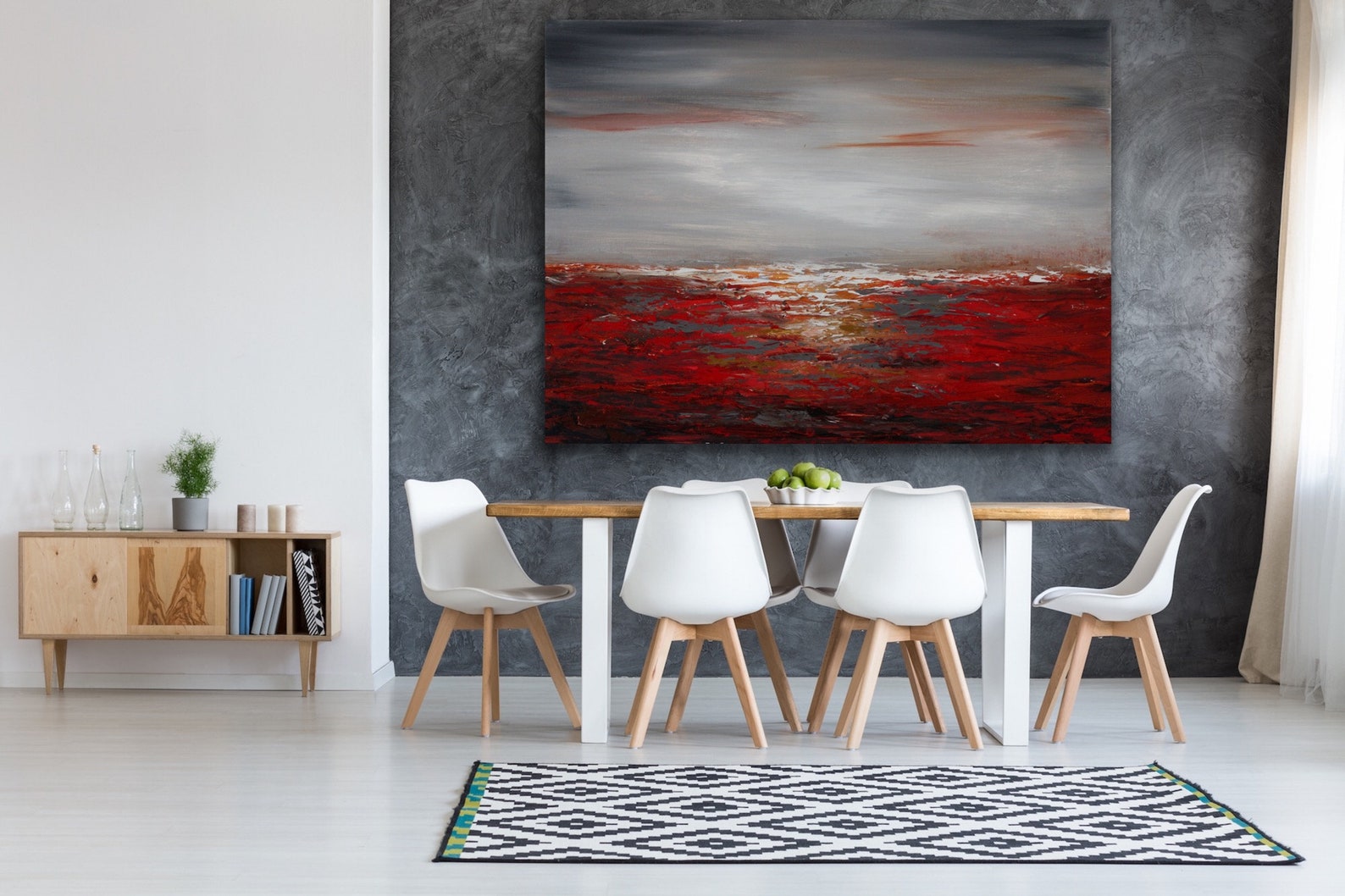 New Large Original Red Gray Abstract Painting Contemporary Modern Wall ...