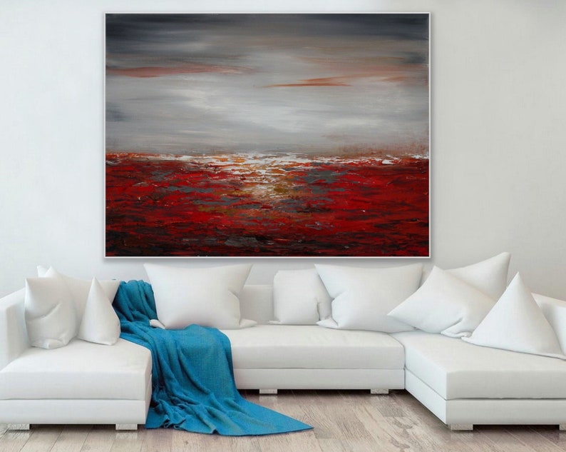Original Oversized Acrylic Canvas Wall Art Red Modern Painting Wall Art