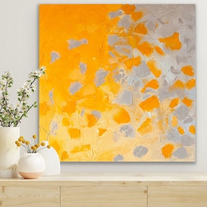 Yellow Orange Abstract Painting – 36x36 Modern Wall Art on Canvas – Ready to Hang – Minimalist Home Decor – Large Textured Artwork