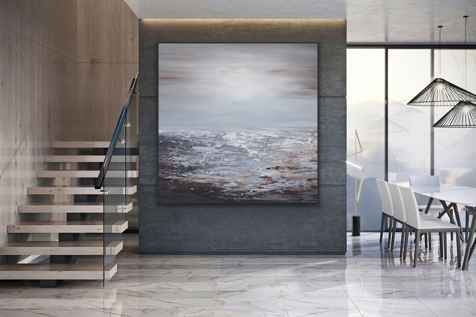 ORIGINAL braunes und graues abstraktes Gemälde weiß braun | Etsy