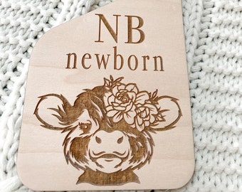 Highland Girl Cow Dividers for Nursery- Wood Baby Gift - Highland Cow Baby- Wooden Closet Dividers - Closet Organizer - Highland Cow Nursery