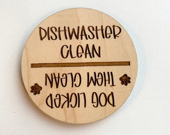 Dirty clean dishwasher magnet - dog magnet - appliance magnet - housewarming gift