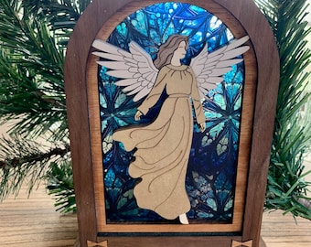 Wooden angel arch mantle decor - traditional Christmas decor - Christmas angel- wooden Christmas decor- handcrafted wooden heirloom angel