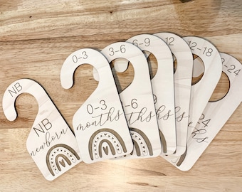 Baby Closet Dividers - Baby Closet Size Markers - Wooden Closet Dividers - Rainbow  Theme Closet Organizer - Baby Shower Gift - Baby Closet