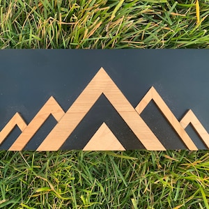 minimalist decor  - mountain wood art - shelf sitter geometric mountain - mountain peaks - mountain scape