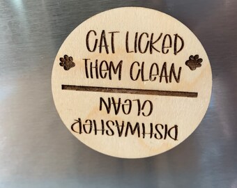 Dirty clean dishwasher magnet - cat magnet - appliance magnet - housewarming gift
