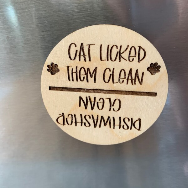 Dirty clean dishwasher magnet - cat magnet - appliance magnet - housewarming gift