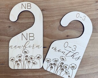 Baby Closet Dividers, Nursery Closet Dividers - Wooden Closet Size Markers- Newborn Size Markers, Baby Shower Gift, Baby Nursery Dividers