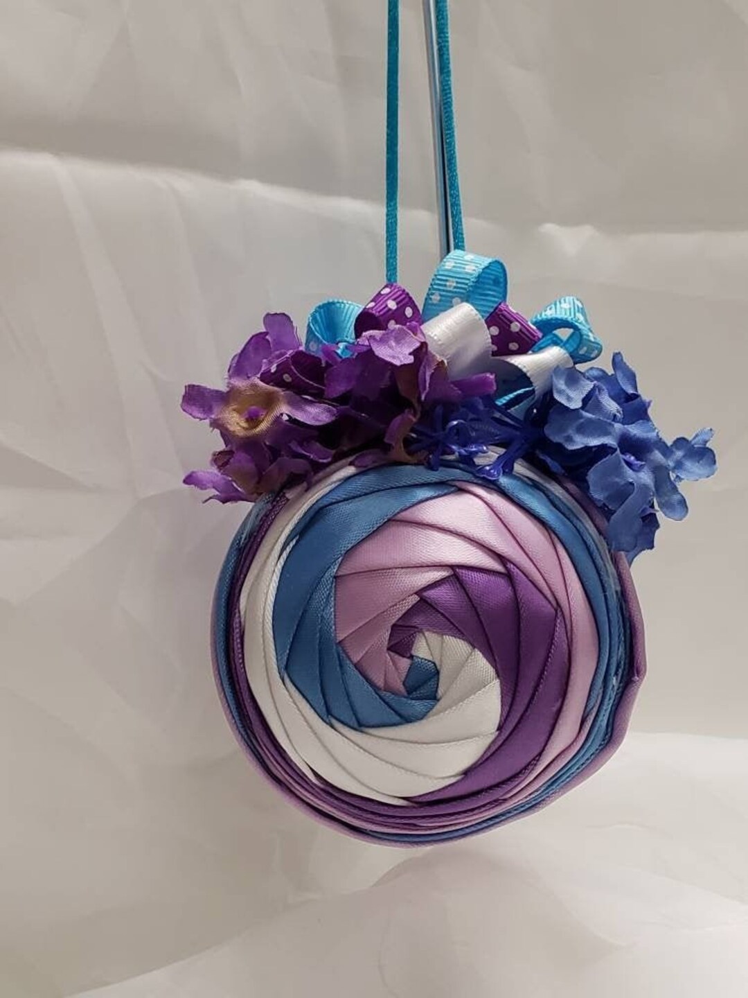 Quilted Iris Ornament in Satins Spring Flowers Mothers Day Etsy