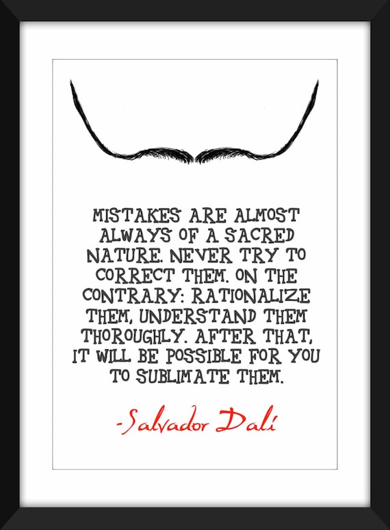 Salvador Dali Mistakes Quote Unframed Print Etsy