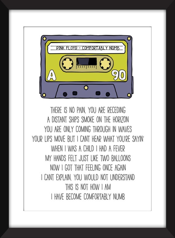 Pink Floyd Comfortably Numb Lyrics Unframed Print Etsy