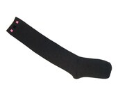 One Size Gray Pink and Black Stud Knee High Womens Socks