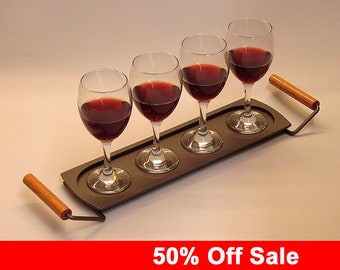 Sale! 50% off - The "Four luxury" Bar Wooden Serving Tray (Platter) with Handles.