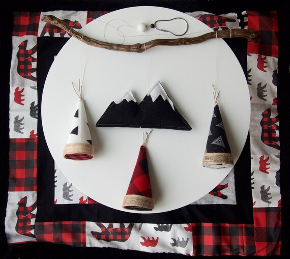 buffalo plaid baby mobile