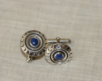 Lapis Cufflinks, Silver Cuff Links, Unisex Silver Cuff Links,Handmade Silver Cuff Links , Men's Cuff Links, Solid Silver Cuff Links,