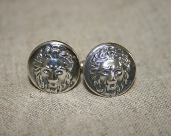 Silver Cuff Links, Silver Lion,Lion Cuff Links,Handmade Silver Cuff Links , Men's Cuff Links, Statement Cuff Links, Solid Silver Cuff Links,