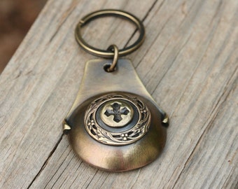 Bottle Opener, Handcrafted Brass Bottle Opener, BEER bottle opener, Bottle Cap Opener, Keychain Ring Key Holder, Personalized Gift