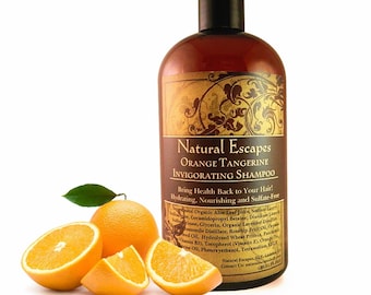 Orange Tangerine Invigorating Shampoo, organic shampoo for all hair types, all natural shampoo, sulfate free, best shampoo for all hair!