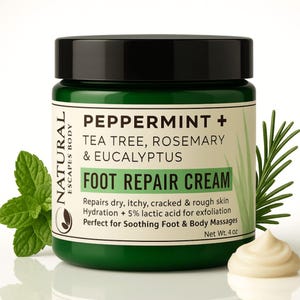 Foot Cream for Dry Cracked Heels – Natural Heel Balm, Callus Remover Cream, Vegan Moisturizer, Spa Gift for Her & Him, Handmade Skincare